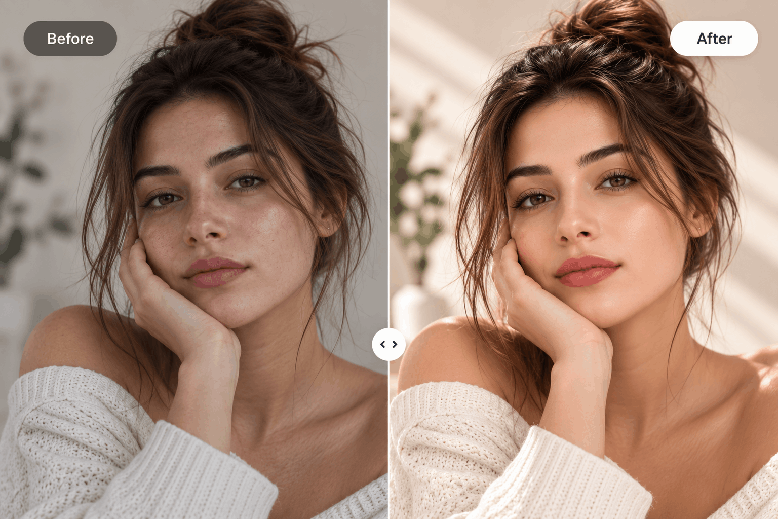 Portrait of woman, retouched skin